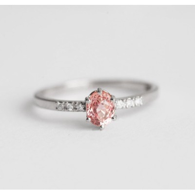 Eilian Peach Sapphire Diamond Ring
