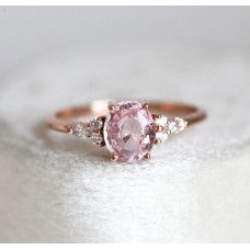 Evelyn Peach Sapphire Diamond Ring