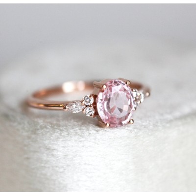 Evelyn Peach Sapphire Diamond Ring

