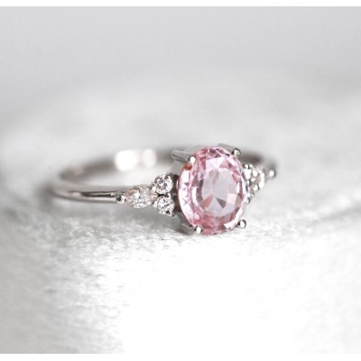 Evelyn Peach Sapphire Diamond Ring

