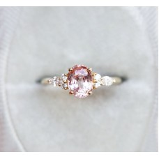 Evelyn Peach Sapphire Diamond Ring