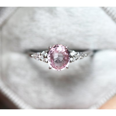 Evelyn Peach Sapphire Diamond Ring

