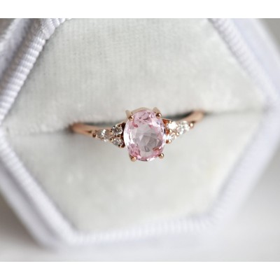 Evelyn Peach Sapphire Diamond Ring
