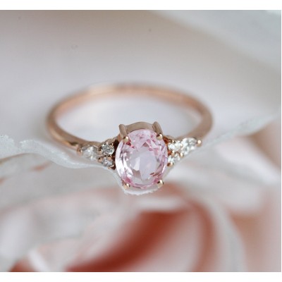 Evelyn Peach Sapphire Diamond Ring
