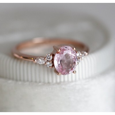 Evelyn Peach Sapphire Diamond Ring
