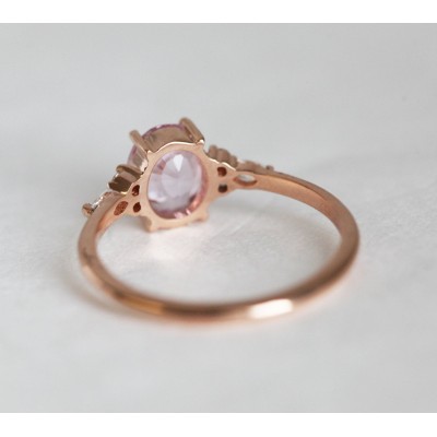 Evelyn Peach Sapphire Diamond Ring
