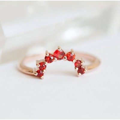 Hot Orange Sapphire Ring, Rose Gold Sapphire Ring
