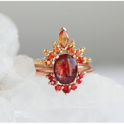 Hot Orange Sapphire Ring, Rose Gold Sapphire Ring
