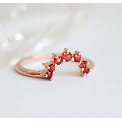 Hot Orange Sapphire Ring, Rose Gold Sapphire Ring
