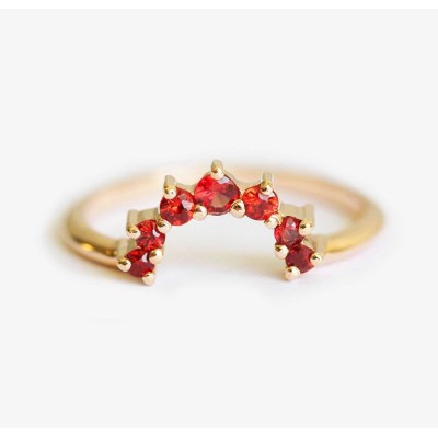 Hot Orange Sapphire Ring, Rose Gold Sapphire Ring
