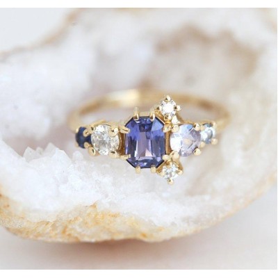 Jaylin Purple Sapphire Cluster Ring
