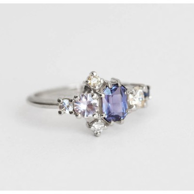 Jaylin Purple Sapphire Cluster Ring
