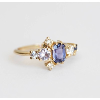 Jaylin Purple Sapphire Cluster Ring
