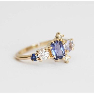 Jaylin Purple Sapphire Cluster Ring

