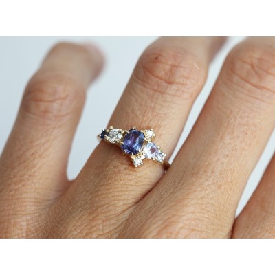 Jaylin Purple Sapphire Cluster Ring
