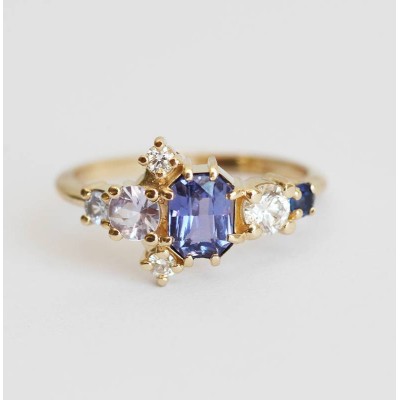 Jaylin Purple Sapphire Cluster Ring
