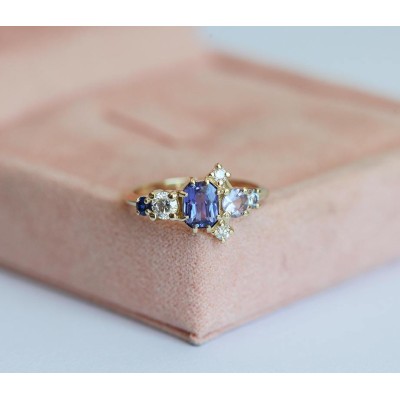 Jaylin Purple Sapphire Cluster Ring
