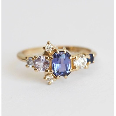 Jaylin Purple Sapphire Cluster Ring

