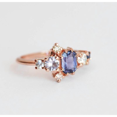 Jaylin Purple Sapphire Cluster Ring
