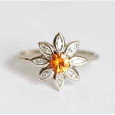 Katy Orange Sapphire Diamond Ring