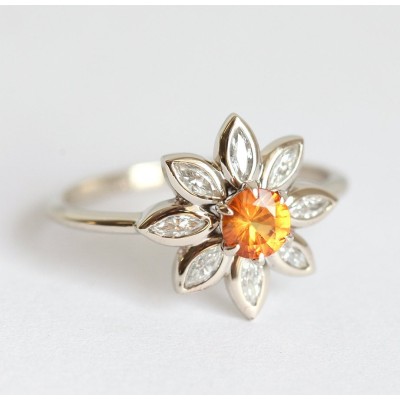 Katy Orange Sapphire Diamond Ring
