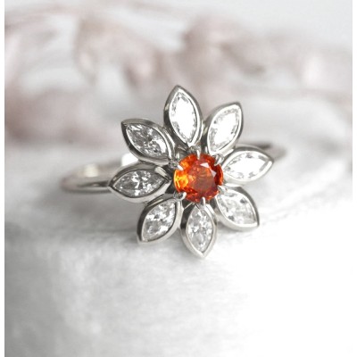Katy Orange Sapphire Diamond Ring
