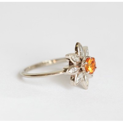 Katy Orange Sapphire Diamond Ring
