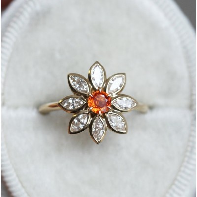 Katy Orange Sapphire Diamond Ring
