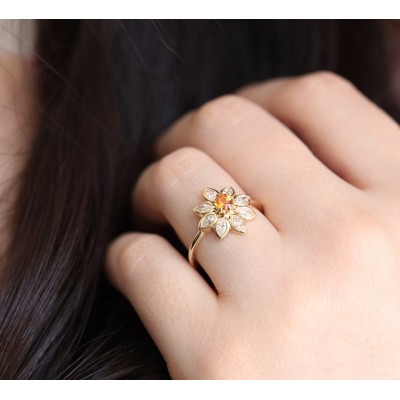 Katy Orange Sapphire Diamond Ring
