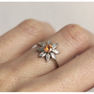 Katy Orange Sapphire Diamond Ring
