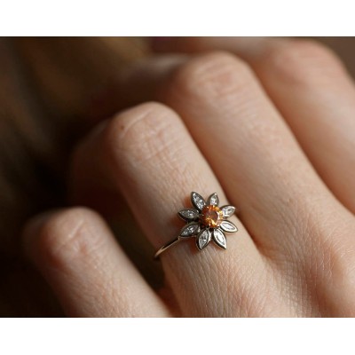 Katy Orange Sapphire Diamond Ring
