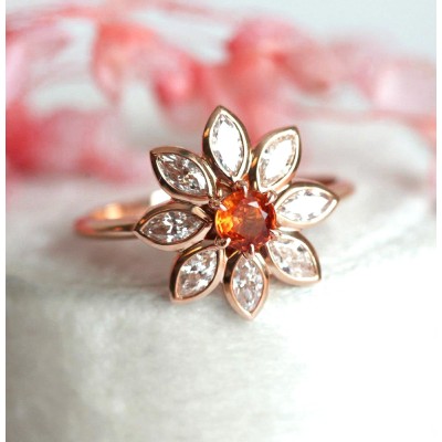 Katy Orange Sapphire Diamond Ring
