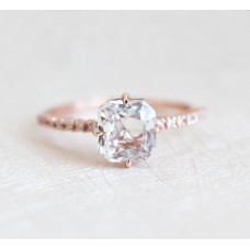 Kourtney Ceylon White Sapphire Diamond Ring - READY TO SHIP
