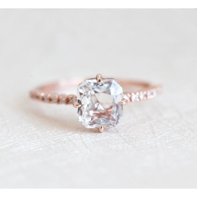 Kourtney Ceylon White Sapphire Diamond Ring - READY TO SHIP
