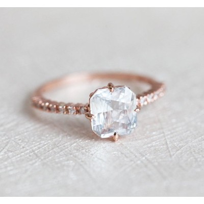 Kourtney Ceylon White Sapphire Diamond Ring - READY TO SHIP
