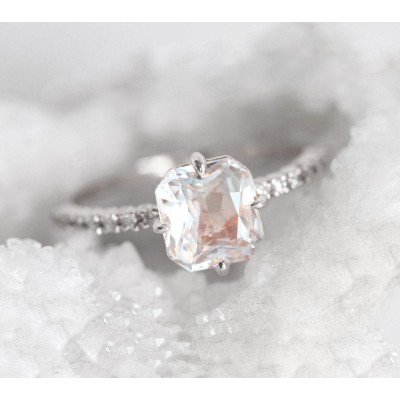 Kourtney Ceylon White Sapphire Diamond Ring - READY TO SHIP
