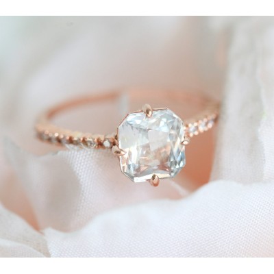 Kourtney Ceylon White Sapphire Diamond Ring - READY TO SHIP
