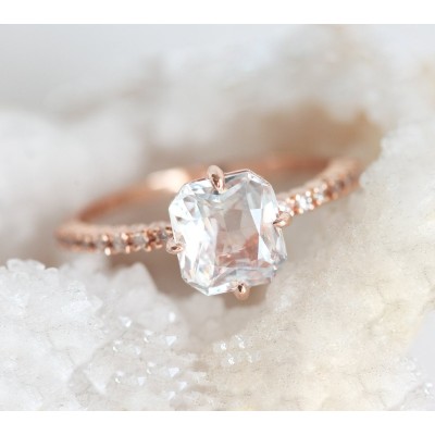 Kourtney Ceylon White Sapphire Diamond Ring - READY TO SHIP
