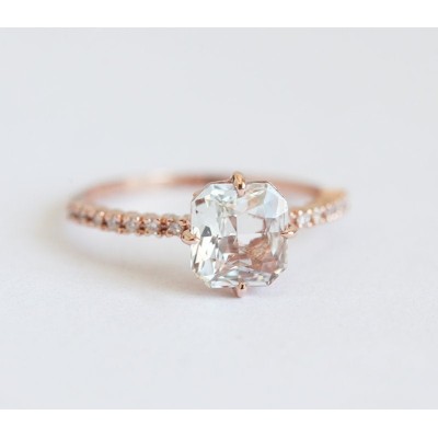 Kourtney Ceylon White Sapphire Diamond Ring - READY TO SHIP
