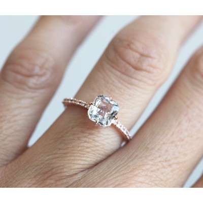 Kourtney Ceylon White Sapphire Diamond Ring - READY TO SHIP
