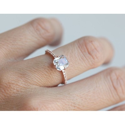 Kourtney Ceylon White Sapphire Diamond Ring - READY TO SHIP

