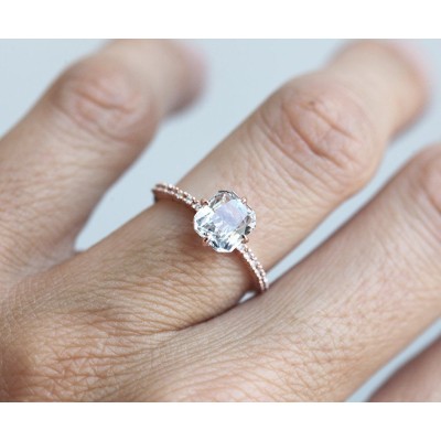 Kourtney Ceylon White Sapphire Diamond Ring - READY TO SHIP
