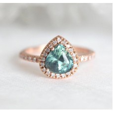 Leen Teal Green Sapphire Diamond Ring