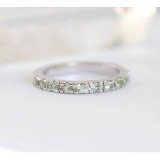 Light Green Sapphire Ring, White Gold Wedding Band