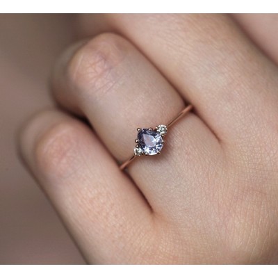 Liz Lavender Sapphire Diamond Ring
