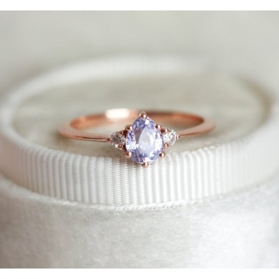 Liz Lavender Sapphire Diamond Ring
