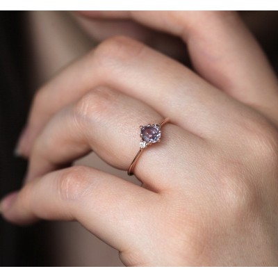 Liz Lavender Sapphire Diamond Ring

