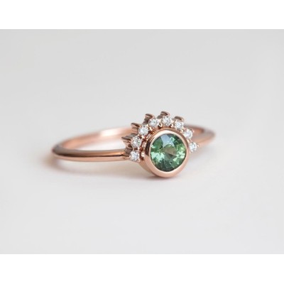 Meghan Green Sapphire Diamond Ring
