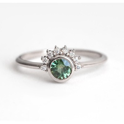 Meghan Green Sapphire Diamond Ring
