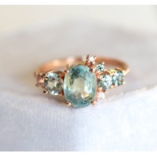 Revel Light Green Sapphire Cluster Ring